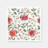 Poinsettia en Paperwhite Kerstmis Pattern Servet (Voorkant)