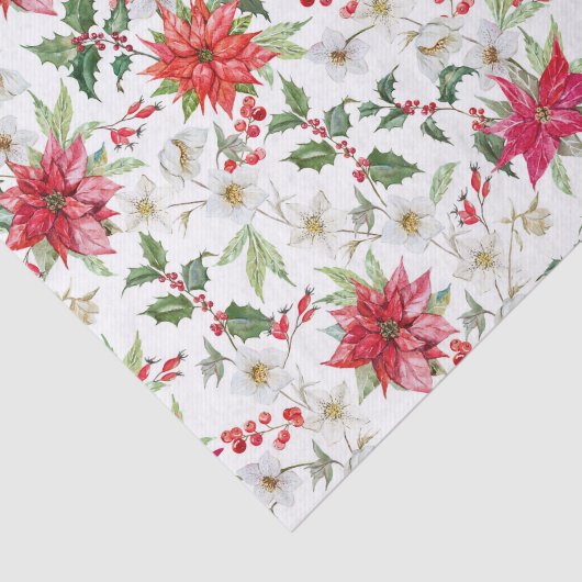 Poinsettia en Paperwhite Kerstmis Pattern Tissuepapier (Detail)