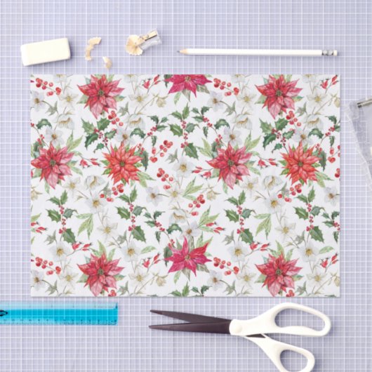 Poinsettia en Paperwhite Kerstmis Pattern Tissuepapier (Craft)