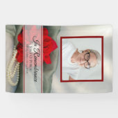 Poinsettia en Parels Viering van het leven begrafe Spandoek (Horizontaal)