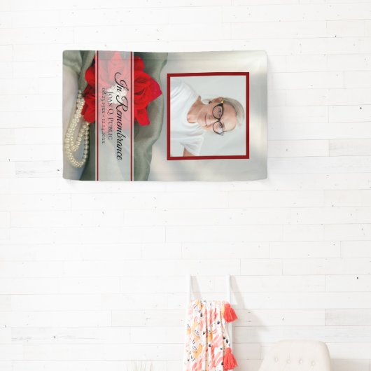 Poinsettia en Parels Viering van het leven begrafe Spandoek (Insitu)