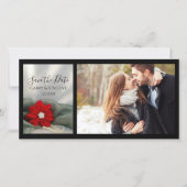Poinsettia en Pearls Winter Wedding Save the Date (Voorkant)