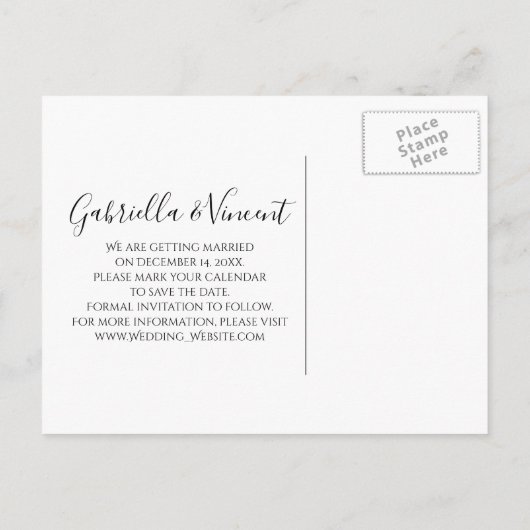 Poinsettia en Pearls Winter Wedding Save the Date Aankondigingskaart (Achterkant)