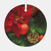 Poinsettia en pijnkanon glas ornament (Achterkant)