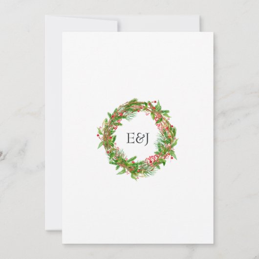 Poinsettia en Pine Christmas Wedding Charm Kaart (Achterkant)