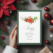 Poinsettia en Pine Christmas Wedding Charm Kaart