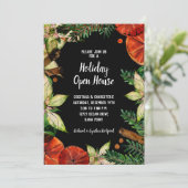 Poinsettia en Sinaasappels Kerst Kaart (Staand voorkant)