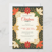 Poinsettia en Snowflake Corporate Christmas Party Kaart (Voorkant)