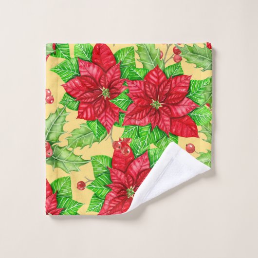 Poinsettia en waterverf van holbessen bad handdoek (Wasdoekje)
