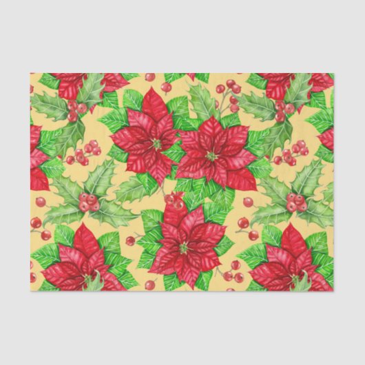 Poinsettia en waterverf van holbessen tissuepapier (Voorkant)