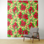 Poinsettia en waterverf van holbessen wandkleed (In situ)