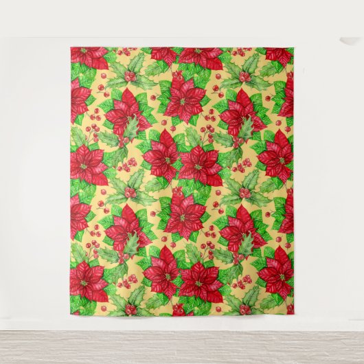 Poinsettia en waterverf van holbessen wandkleed (Voorkant)