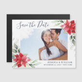 Poinsettia Eucalyptus Save the Date Magnetic Card (Voorkant / Achterkant)
