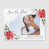Poinsettia Eucalyptus Save the Date Magnetic Card (Voorkant)