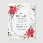 Poinsettia Eucalyptus Save the Date Magnetic Card (Voorkant)
