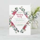 Poinsettia, eucalyptusbladeren, rode bessen Kerstm Kaart (Staand voorkant)