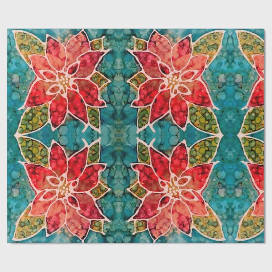 Poinsettia Fa la la la la kerstwrapping paper Cadeaupapier (Vlak)