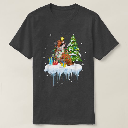 Poinsettia Fairy Lights-kerstboomblauw T-shirt (Design voorkant)