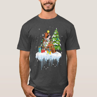 Poinsettia Fairy Lights-kerstboomblauw T-shirt