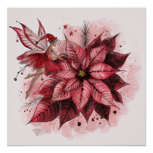 Poinsettia Fairy Perfect Poster
