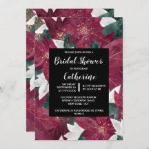 Poinsettia faux Gold leaf red white floral chic