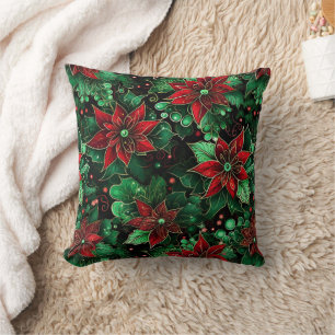 Poinsettia felgekleurd kussen