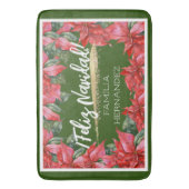 Poinsettia Feliz Navidad Vakantienaam Badmat (Voorkant Verticaal)