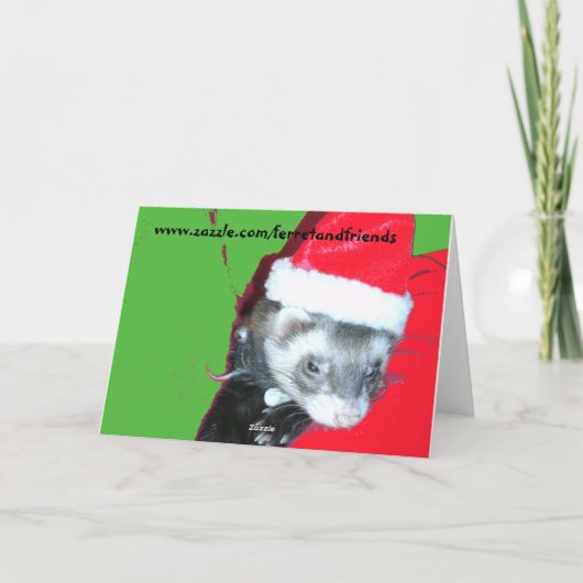 Poinsettia Ferret Christmas Kaart (Achterkant)