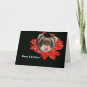 Poinsettia Ferret Christmas Kaart (Voorkant)