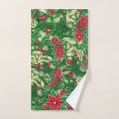 Poinsettia Fir Leaves Ribbons Floral Kerstmis | Bad Handdoek (Handdoek)