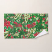 Poinsettia Fir Leaves Ribbons Floral Kerstmis | Bad Handdoek (Handdoek)
