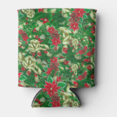 Poinsettia Fir Leaves Ribbons Floral Kerstmis | Blikjeskoeler (Voorkant)