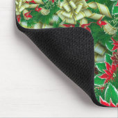 Poinsettia Fir Leaves Ribbons Floral Kerstmis | Muismat (Hoek)