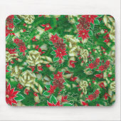 Poinsettia Fir Leaves Ribbons Floral Kerstmis | Muismat (Voorkant)