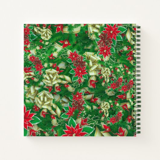 Poinsettia Fir Leaves Ribbons Floral Kerstmis | Notitieboek (Achterkant)