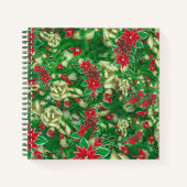 Poinsettia Fir Leaves Ribbons Floral Kerstmis | Notitieboek (Voorkant)
