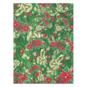 Poinsettia Fir Leaves Ribbons Floral Kerstmis | Tafelkleed (Voorkant)