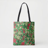Poinsettia Fir Leaves Ribbons Floral Kerstmis | Tote Bag (Voorkant)