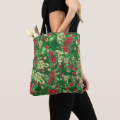 Poinsettia Fir Leaves Ribbons Floral Kerstmis | Tote Bag (Dichtbij)