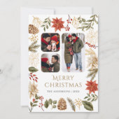 Poinsettia Floral 3 Fotocollage Kerstmis Feestdagenkaart (Voorkant)