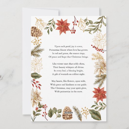 Poinsettia Floral 3 Fotocollage Kerstmis Feestdagenkaart (Achterkant)