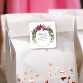 Poinsettia Floral Bedankt Favor | Scarlet Red Vierkante Sticker