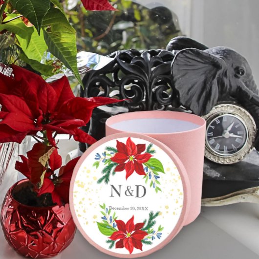 Poinsettia Floral Bouquet, bedankt Ronde Sticker