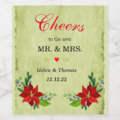 Poinsettia Floral Bouquet, bruiloft Wijn Etiket (Enkel label)