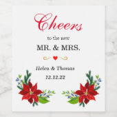 Poinsettia Floral Bouquet, bruiloft Wijn Etiket (Enkel label)