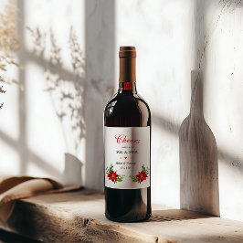 Poinsettia Floral Bouquet, bruiloft Wijn Etiket