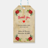 Poinsettia Floral Bouquet,  Dank u wel Cadeaulabel (Voorkant)