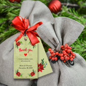 Poinsettia Floral Bouquet, Dank u wel Cadeaulabel