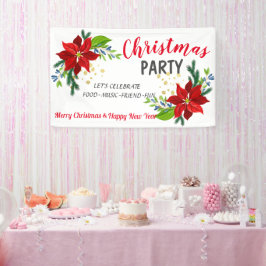 Poinsettia Floral Bouquet, kerstfeest Spandoek