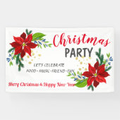 Poinsettia Floral Bouquet, kerstfeest Spandoek (Horizontaal)